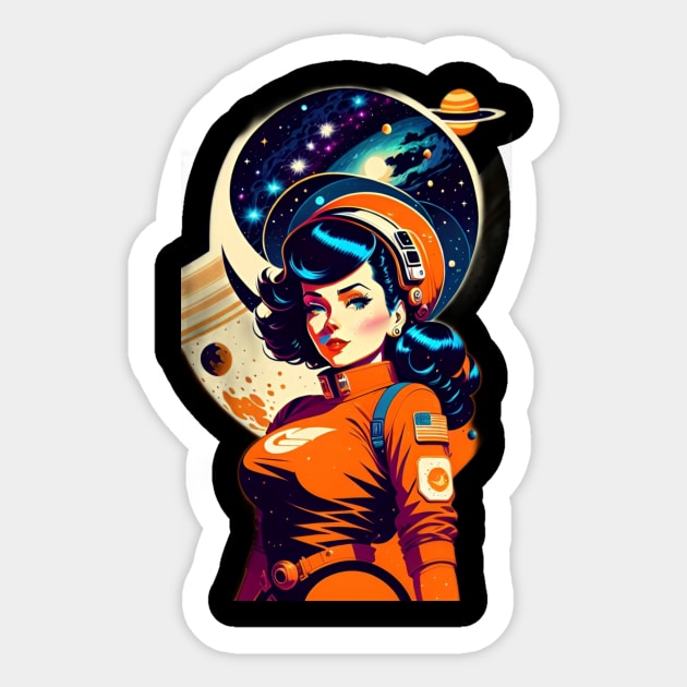 Space Pin Up Girl Pin Up Girl Sticker TeePublic